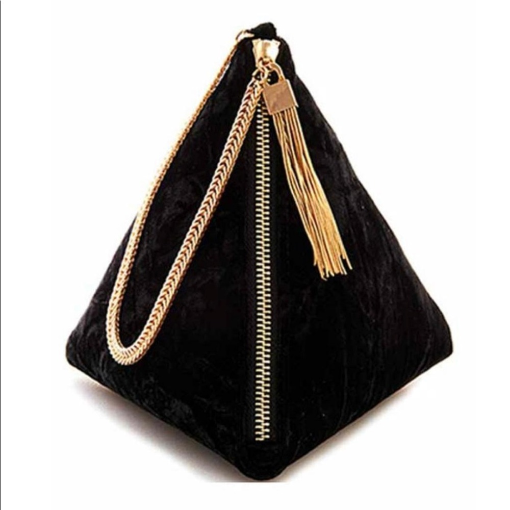 NWT Street Level Pyramid Black Velvet Bag